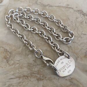 Tiffany & Co. Return To Tiffany Oval Tag Chunky Rolo Link Necklace 925 Sterling